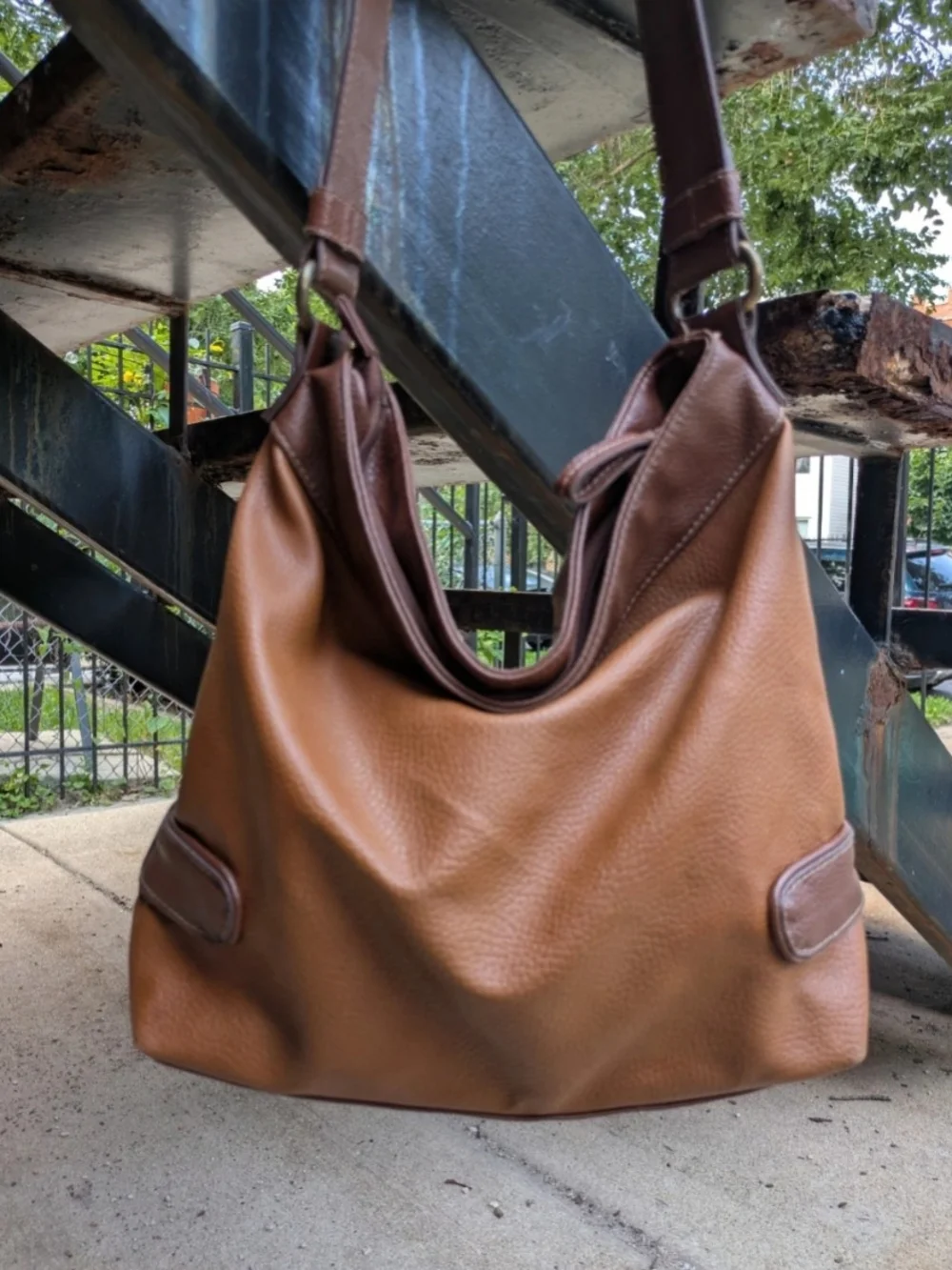 Brown Boho Shoulder Bag with Brass Detail